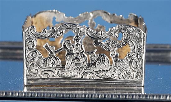 A Victorian silver square inkstand, 5 ¼”/135mm Weight (base only) 7oz/197grms